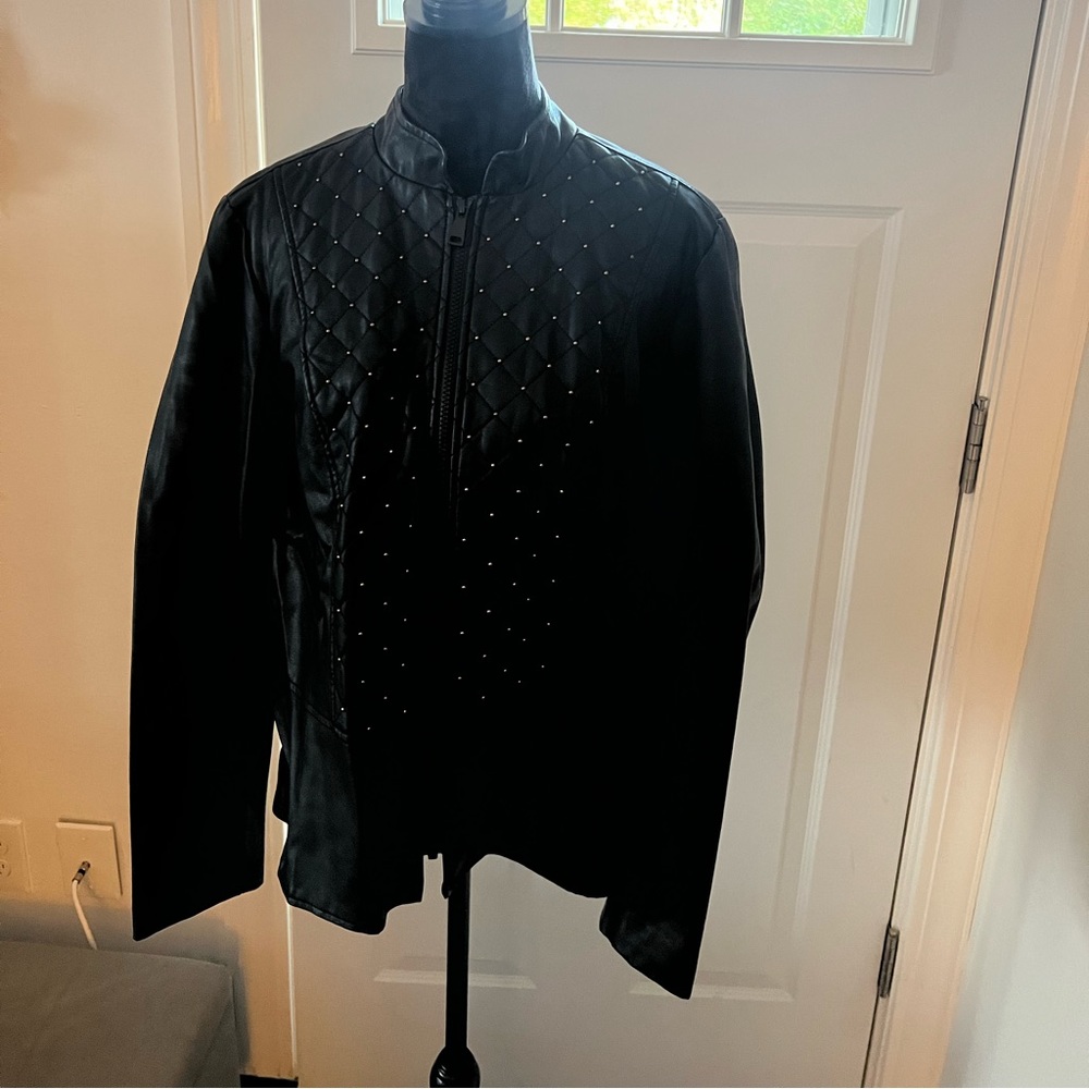 Faux leather studded jacket